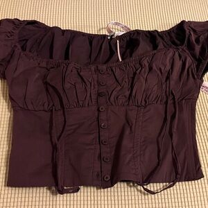 House of cb Brown button up corset Blouse